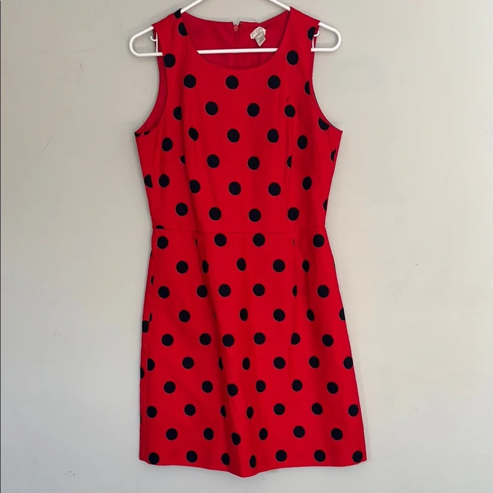 J. Crew Red and Black polka dotted Sheath Mini Dress - Picture 1 of 8